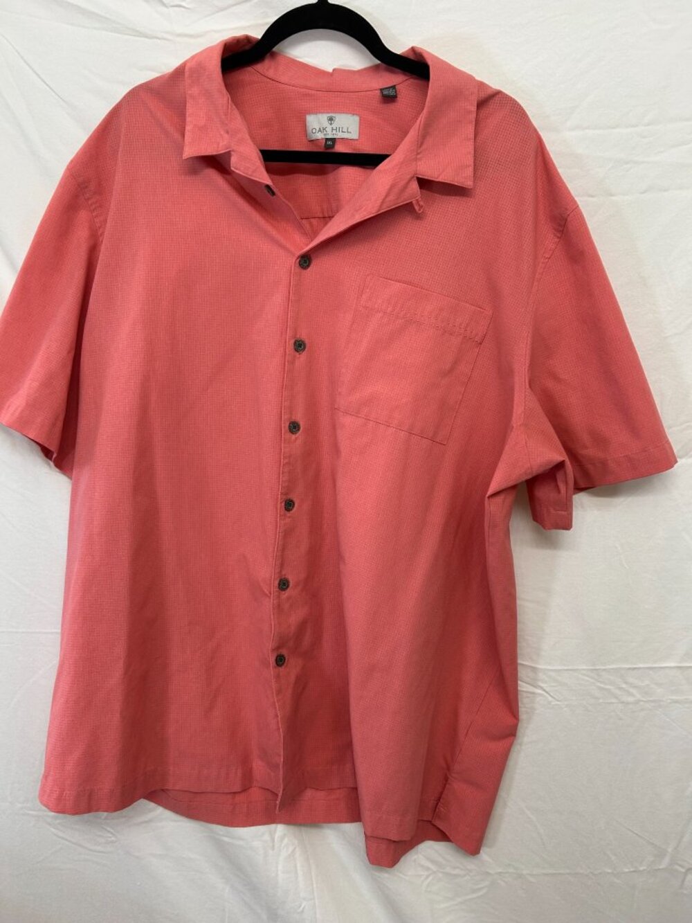 Oak Hill Men’s Coral Short Sleeve Button-Up Shirt 1XL
